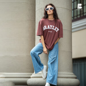 BRAYLEY Woman front puff oversized Tee - Brick