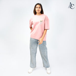 Salmon pink women boxy fit oversized t shirt