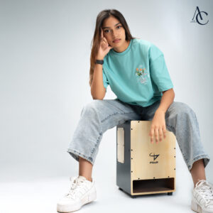 Turkish blue women boxy fit oversized t shirt